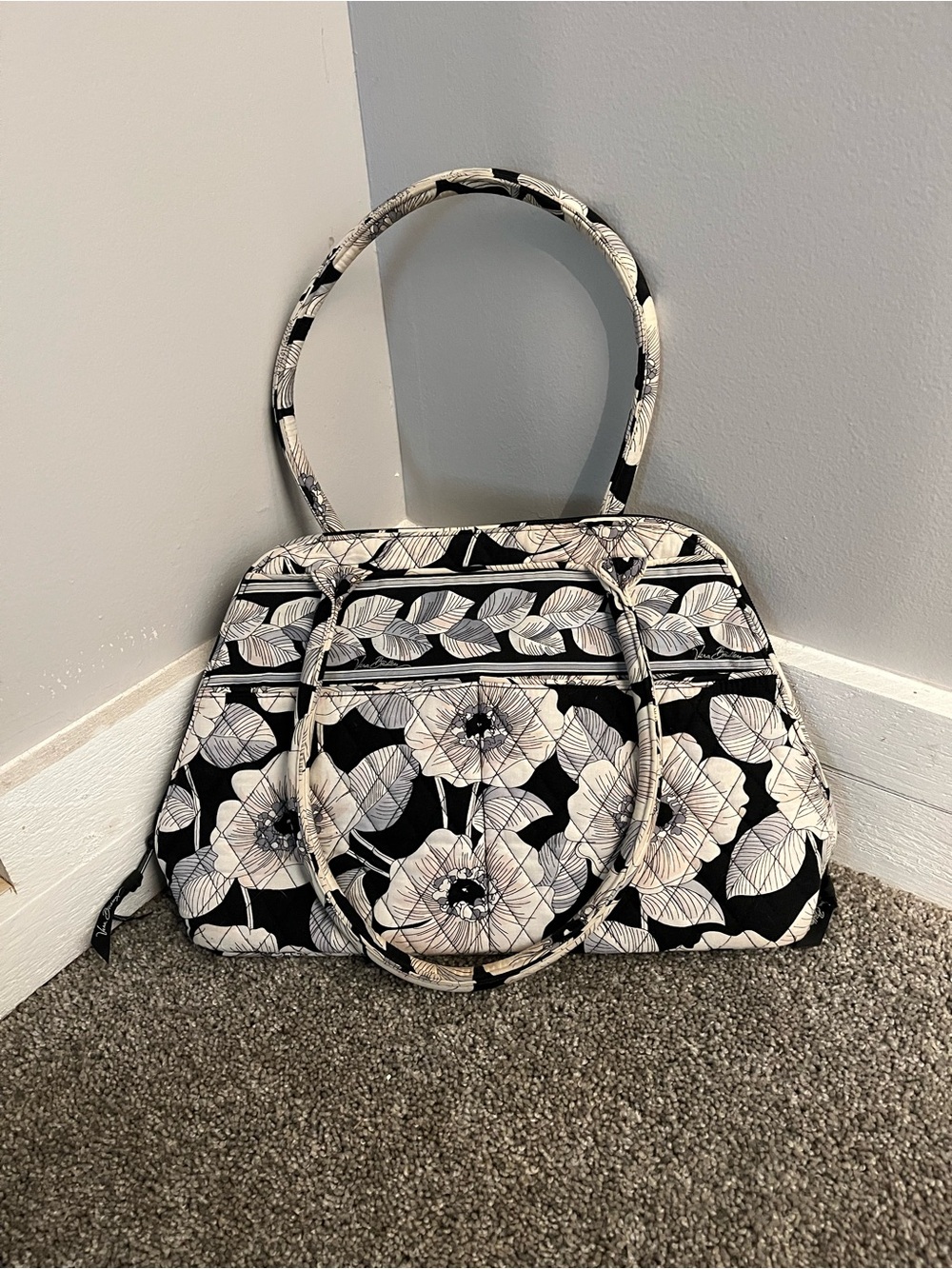 Vera Bradley Black & White Floral Shoulder Bag